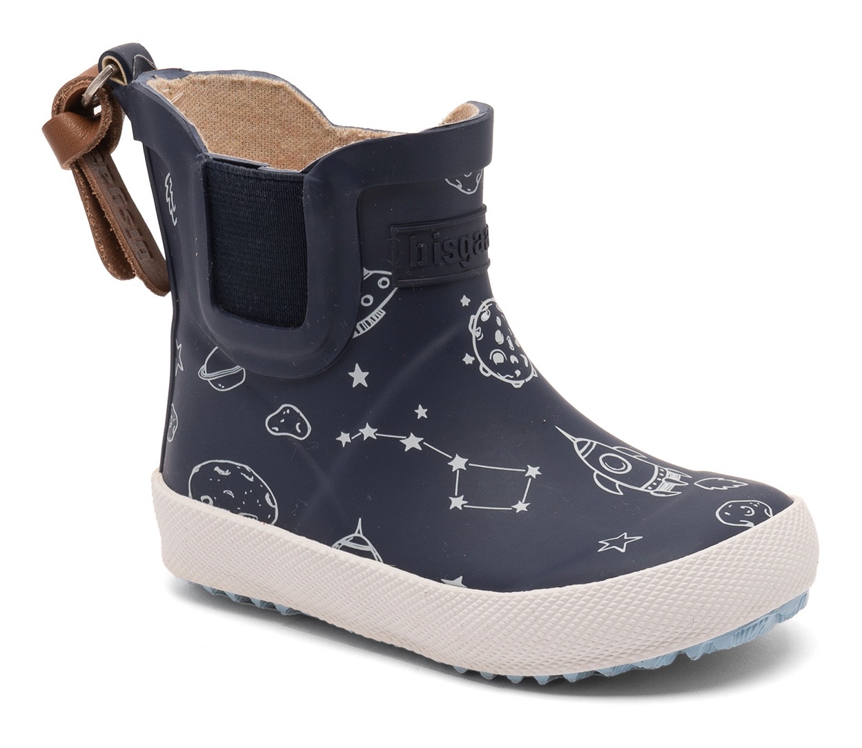Gummistiefel BISGAARD "baby rubber Weite: normal", Mädchen, Gr. 29, navy astronaut, Gummi, gemustert, Schuhe Gummistiefel, Babyschuh mit Stretcheinsatz, Größenschablone zum Download