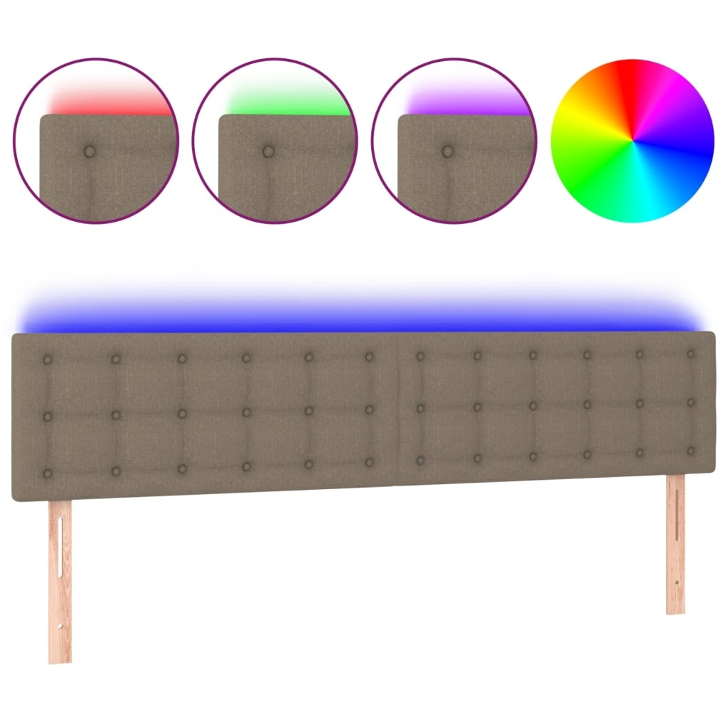 vidaXL LED Kopfteil Taupe 180x5x78/88 cm Stoff Image