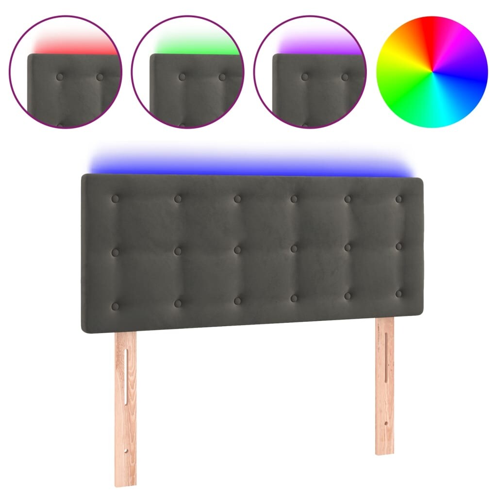 vidaXL LED Kopfteil Dunkelgrau 80x5x78/88 cm Samt Image