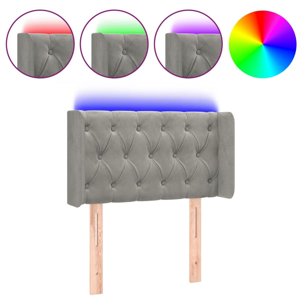 vidaXL LED Kopfteil Hellgrau 83x16x78/88 cm Samt Image