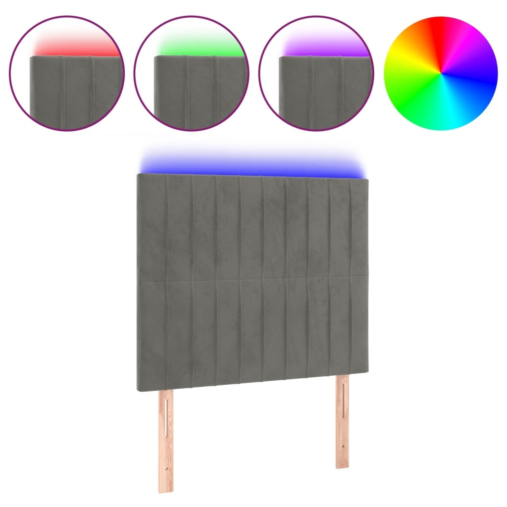 vidaXL LED Kopfteil Hellgrau 80x5x118/128 cm Samt Image