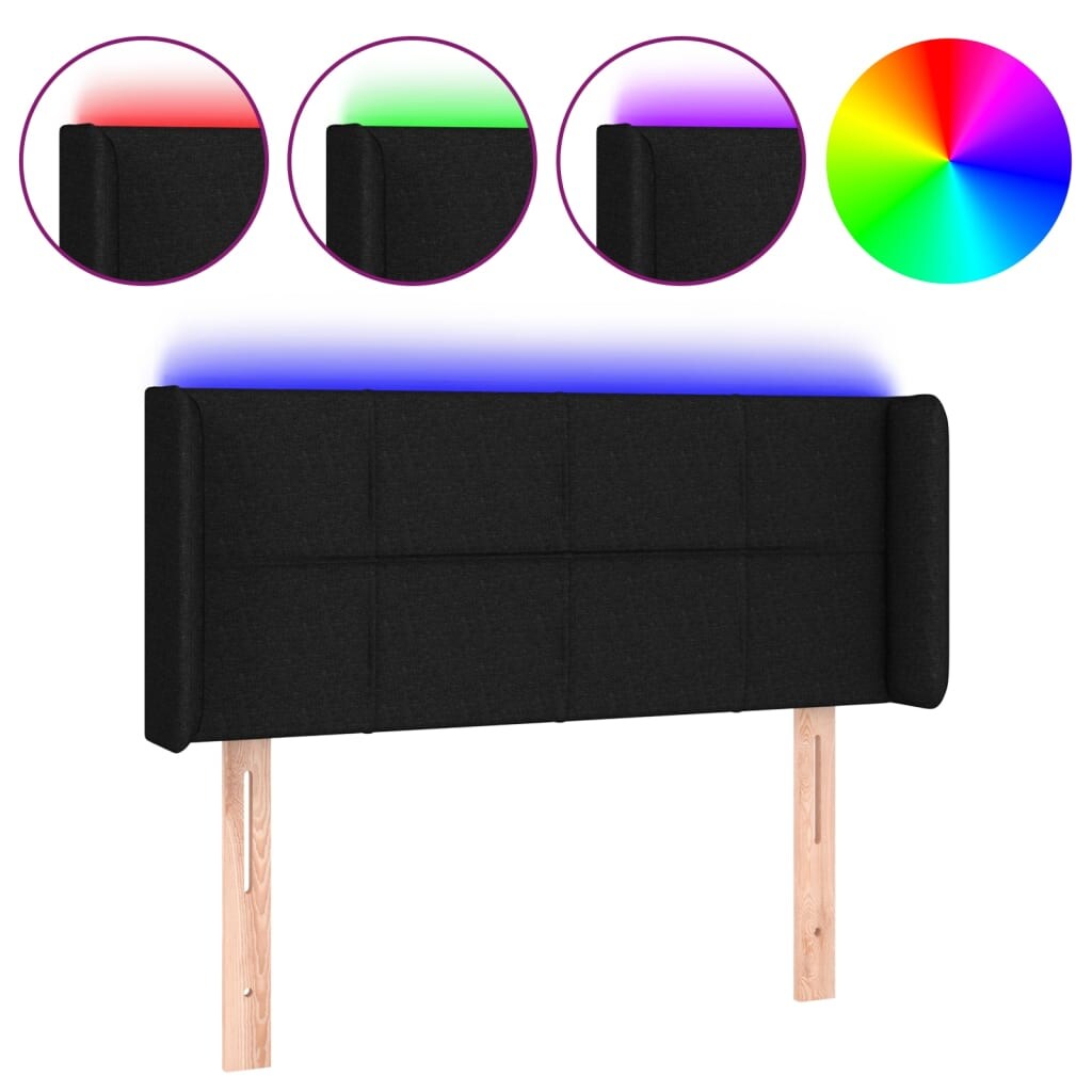 vidaXL LED Kopfteil Schwarz 103x16x78/88 cm Stoff Image