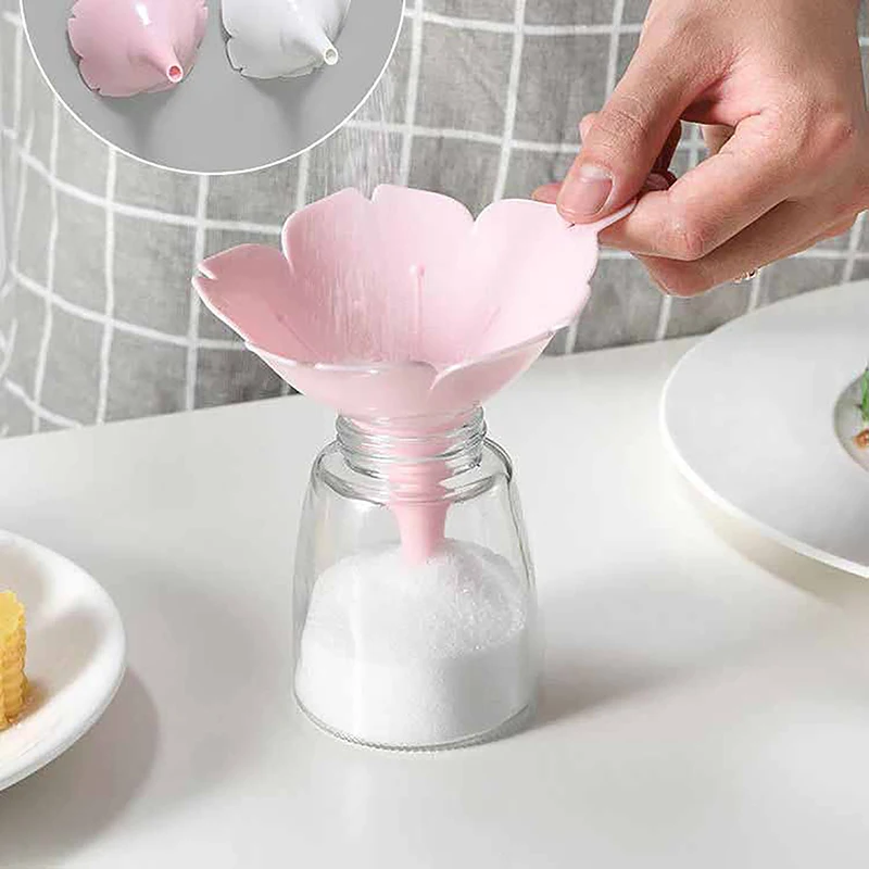 1pc Kitchen Cherry Blossom Style Funnels Home Olive Oil Condiments Liquid Powder Dispenser Kitchen Accessories Kitchen Tools