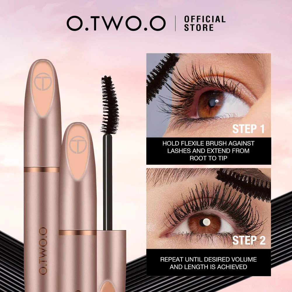 O.TWO.O Black Mascara allunga le ciglia Waterproof Long-lasting 4D Silk Fiber Mascara Lash Extension Cosmetics Makeup