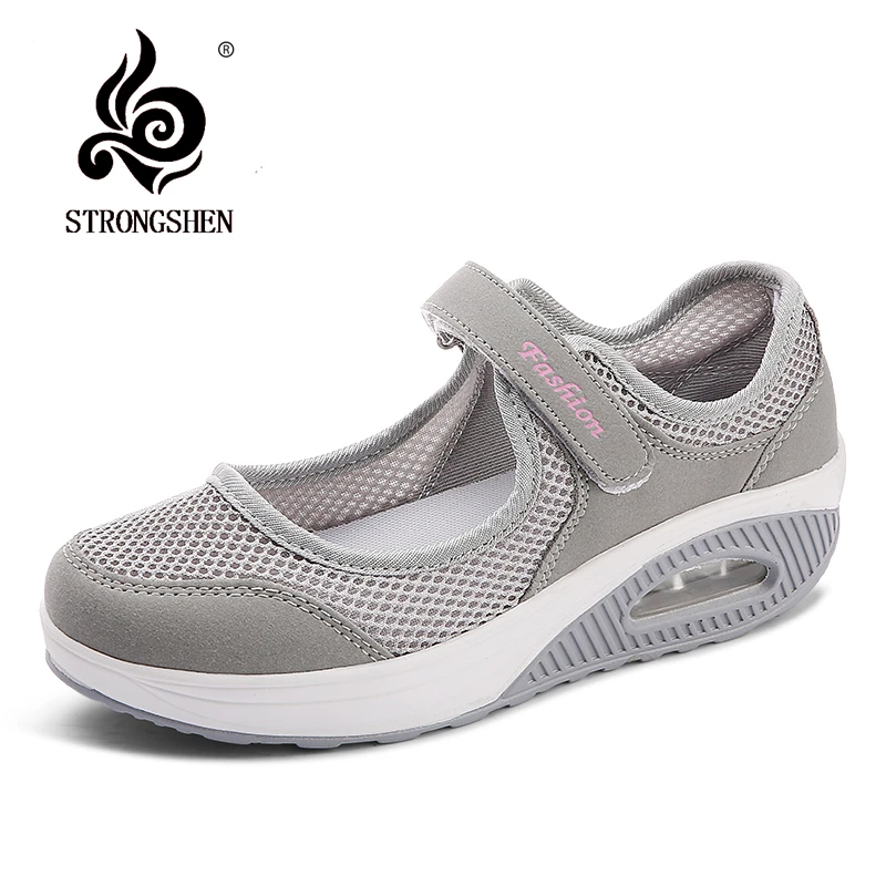 STRONGSHEN scarpe basse da donna con plateau moda estiva donna scarpe Casual in Mesh traspirante mocassino Zapatos Mujer scarpe da barca da donna