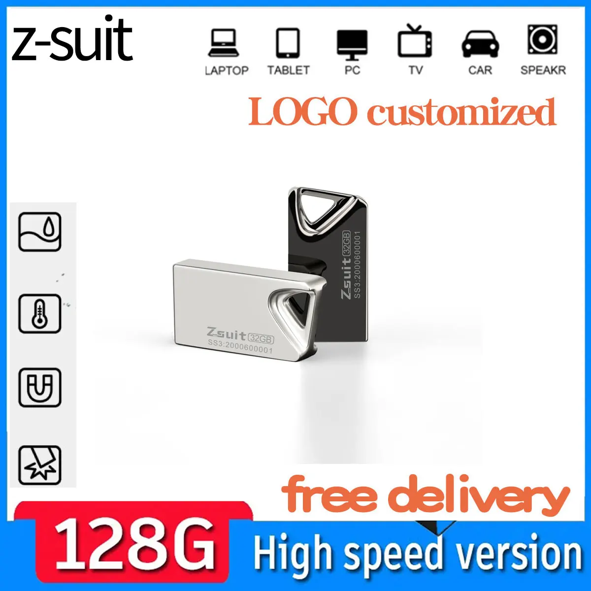 Z-suit nouveau Mini clé USB en métal haute vitesse 64GB clé USB noire clé USB 2.0 clé USB professionnelle 128GB clé USB