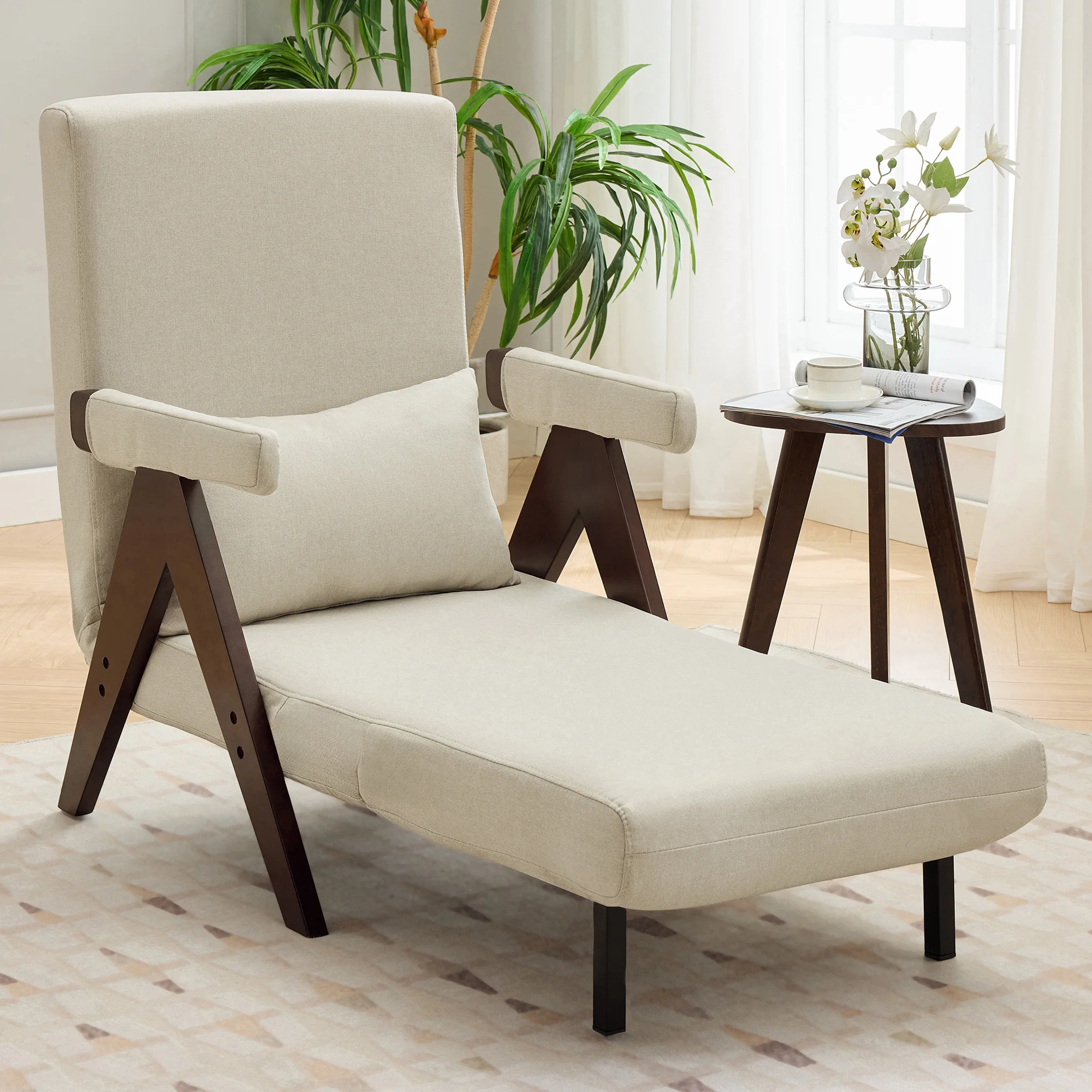 3-in-1-Wandersessel mit Schlaffunktion, gepolsterter Klappsessel, gepolsterter Sitz, Loungesessel, Einzelbett