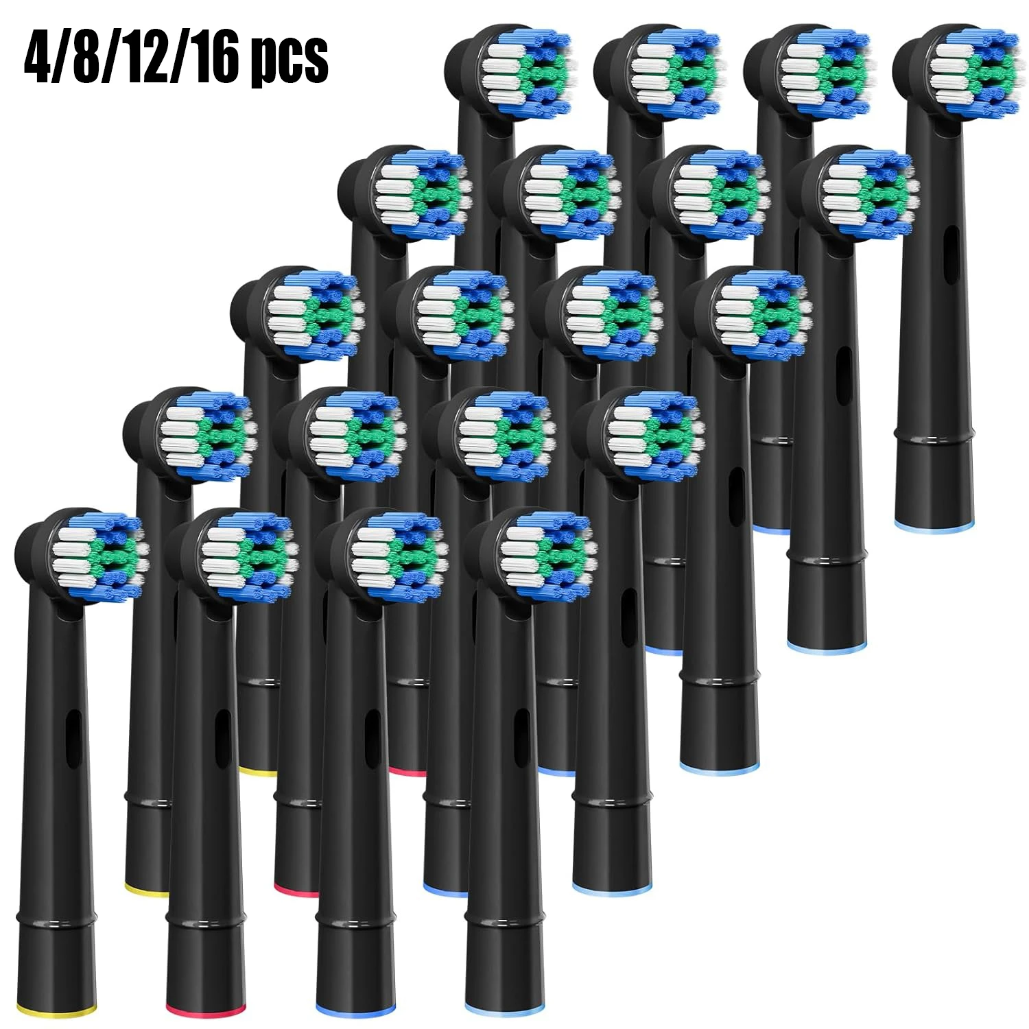 Schwarze 4/8/12/16 Stück Ersatz-Zahnbürstenköpfe, kompatibel mit Oral-B Braun Professional elektrischen Zahnbürstenköpfen