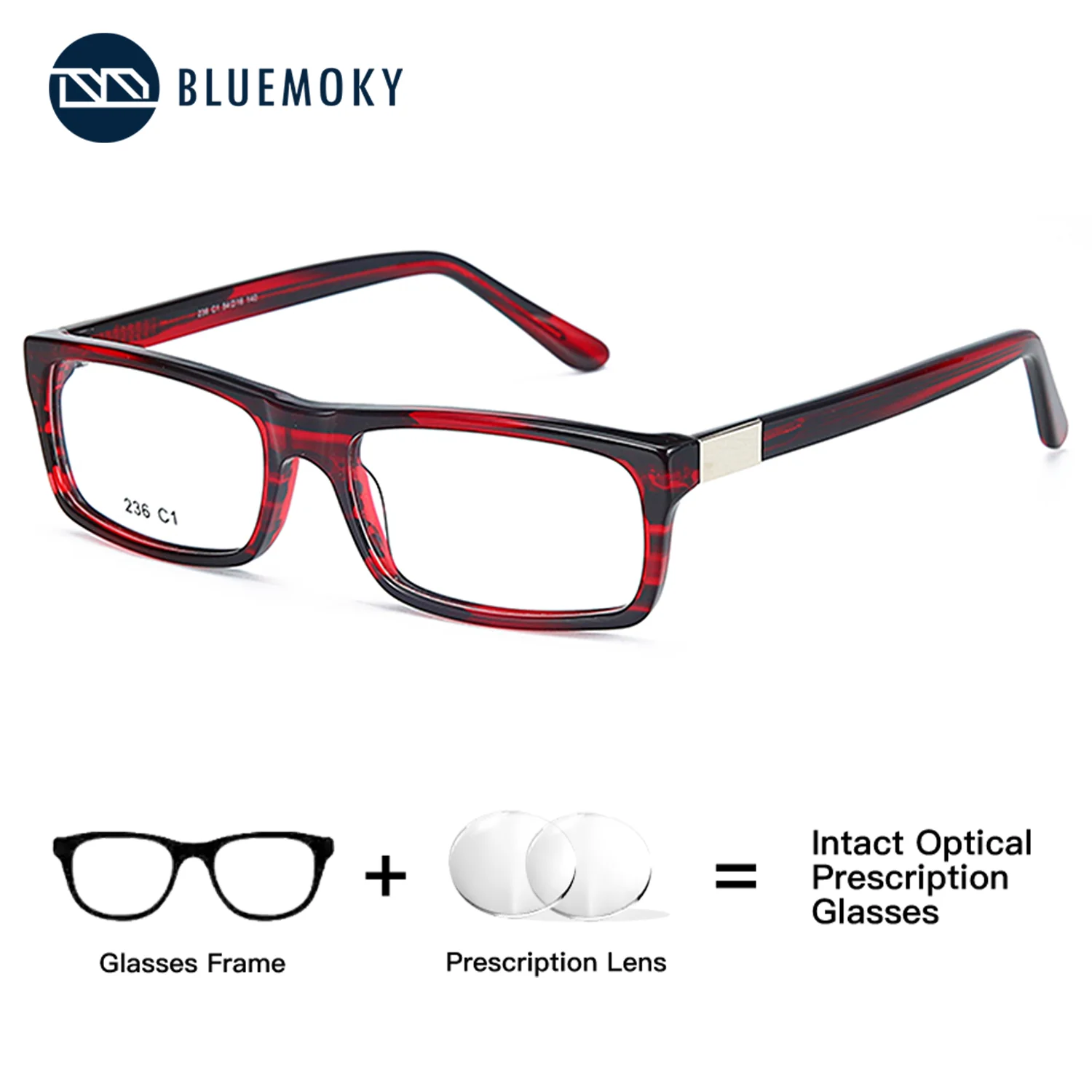 BLUEMOKY Handgemachte Acetat Männer Frauen Rechteck Rezept Benutzerdefinierte Gläser Quadratische Multifokale Gläser Anti Blau Licht Photochrome Image