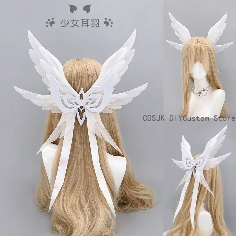 2026 Game Genshin Impact Damselette Columbina Cosplay Kopfschmuck Loli Engel Feder Haarnadeln Kopfbedeckung Party Rollenspiel Requisiten Image