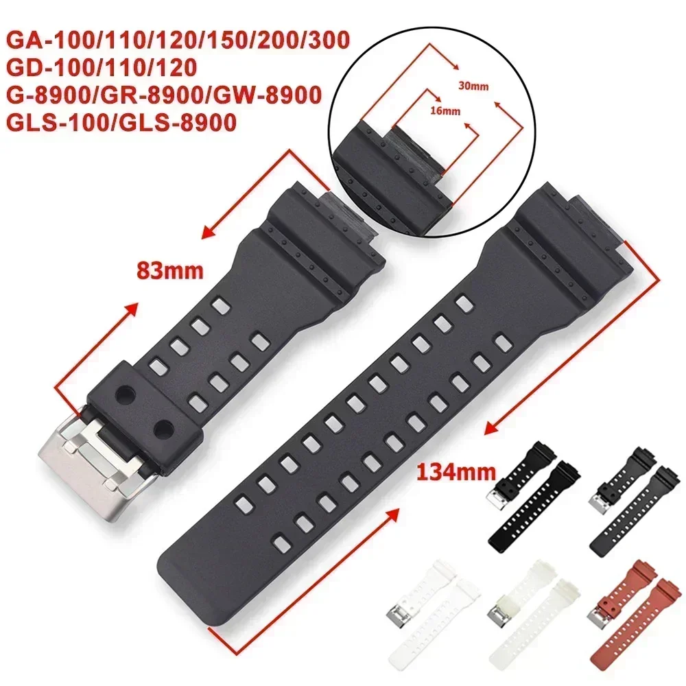 Armband für Casio G-Shock GA-100/110/120/140/200/400/700 800 GD-100/110/120 G-8900 GLS-100 Ersetzen Sie das Silikonharz-Uhrenarmband 16 mm Image