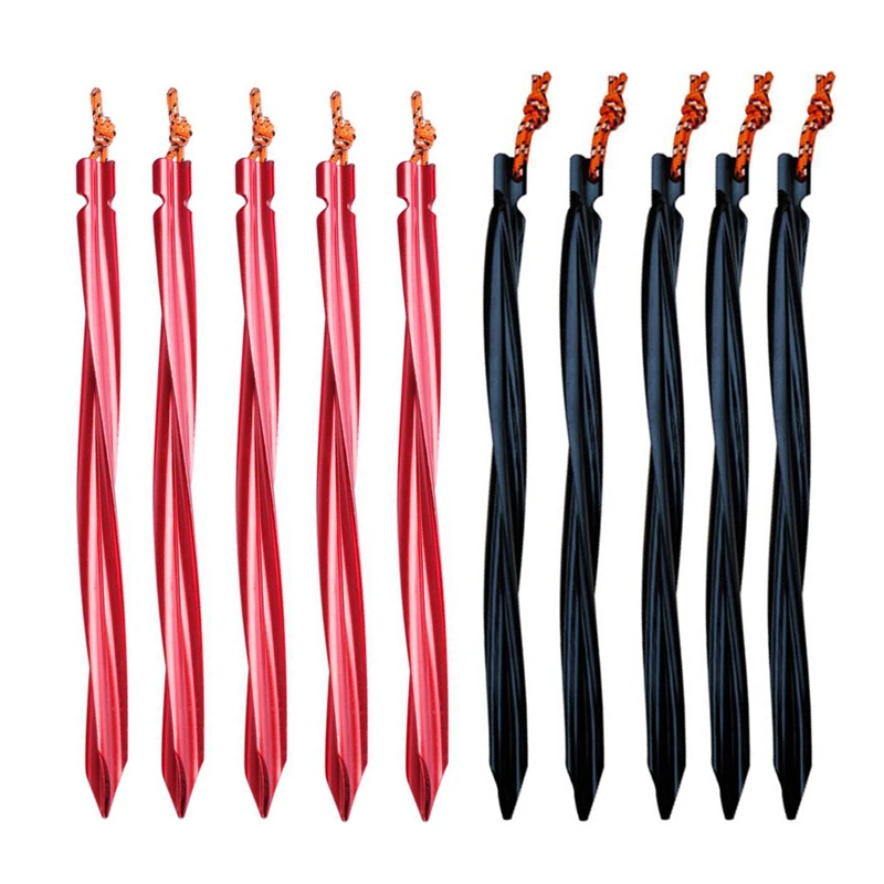 10 teile/los 25 cm Aluminium Legierung Spirale Heringe Garten Stakes Boden Nail Heavy Duty Hängematte Camping Für Abspann Markise baldachin Image