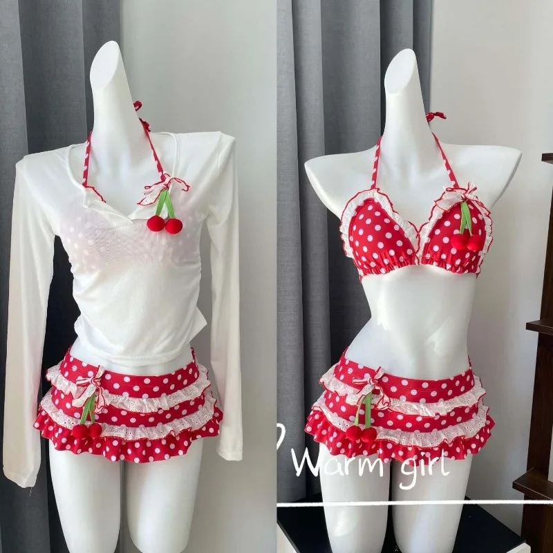 Jugendlicher Teenage Vibe Kirschdruck-Bikini, süßer, süßer, bezaubernder Badeanzug, ideal für unterhaltsame Strandurlauben und Wasserparktage Image
