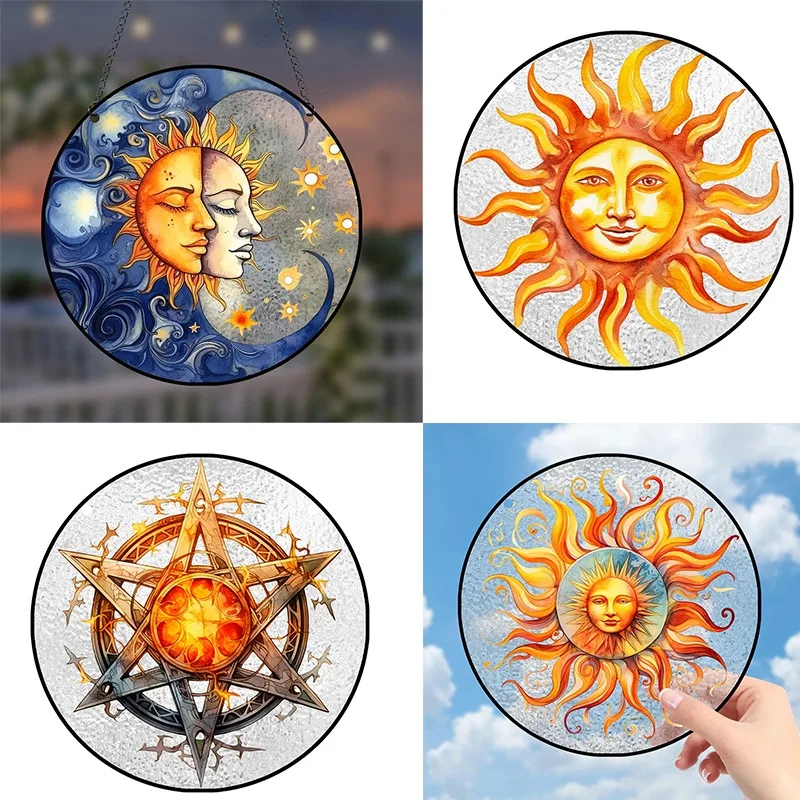 Garten Sonnen fänger Acryl runde Platte für zu Hause Fenster Wand dekoration Baum des Lebens Mandala Gänseblümchen kreative Handwerk Anhänger Dekoration Image