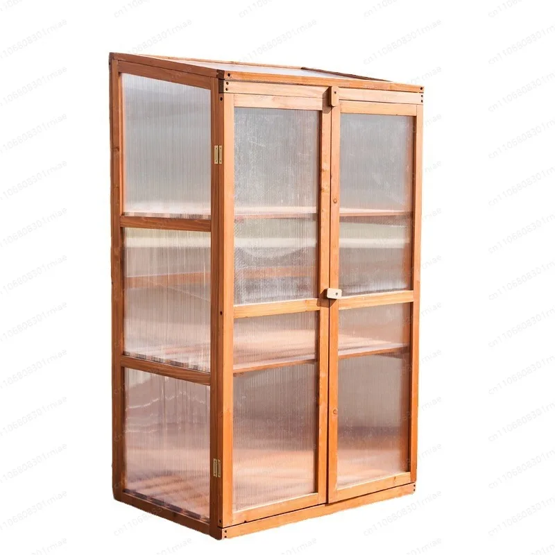 Holz-Gewächshaus Garten-Kaltschutzregal für Blumentöpfe, Innen- und Außenbereich, Wärmeisolierung für Pflanzen Image