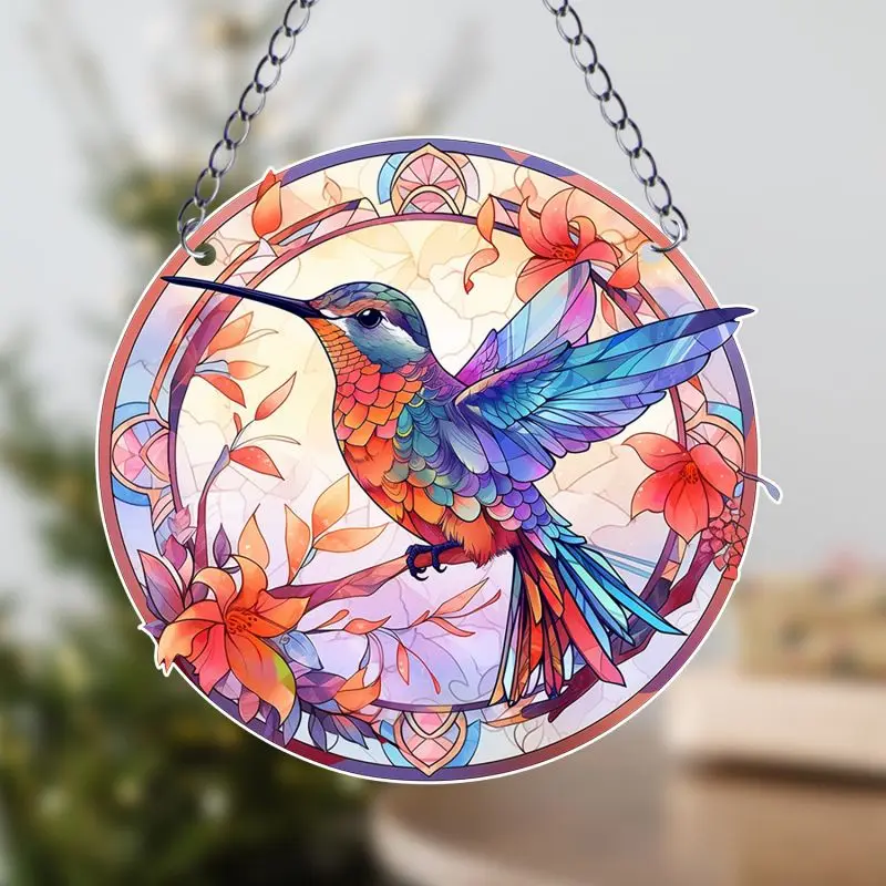 Kolibri gebeizt Sonnen fänger Wand Acryl platte Fenster Home Room Dekor bunte Vogel Plakette hängen Anhänger Garten Ornament Image