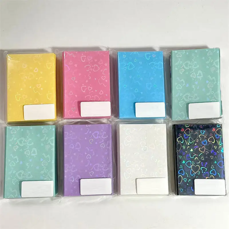 50 Teile/paket Macaron Herz Flash Film Frosted Karte Film 3-Zoll Album Kleine Karte Schutz Film PVC Frosted karte Foto Karte Hülse Image
