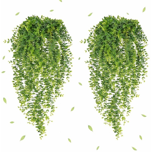 4 künstliche Eukalyptusranken zum Aufhängen, künstliche Hängepflanzen aus Kunststoff, künstliche Wanddekoration für den Innenbereich und als Rohrabdeckung Image