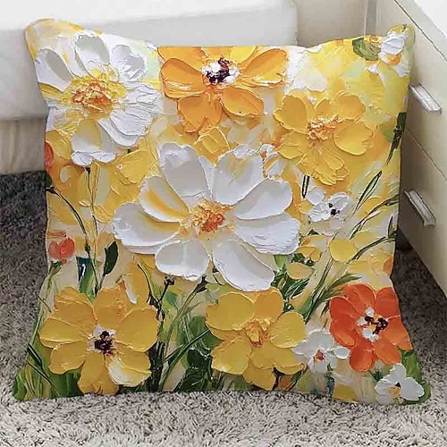 Kissenbezug mit Ölgemälde-Motiv, niedliches Mädchen-Herz-Design, abnehmbares Dekokissen für Auto, Sofa, Bett, Kopfstütze, Geschenk für Studenten Image