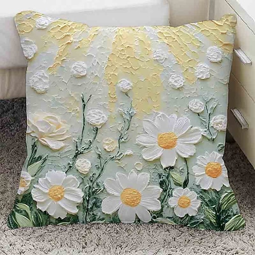 Kissenbezug mit Ölgemälde-Motiv, niedliches Mädchen-Herz-Design, abnehmbares Dekokissen für Auto, Sofa, Bett, Kopfstütze, Geschenk für Studenten Image