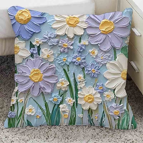 Kissenbezug mit Ölgemälde-Motiv, niedliches Mädchen-Herz-Design, abnehmbares Dekokissen für Auto, Sofa, Bett, Kopfstütze, Geschenk für Studenten Image
