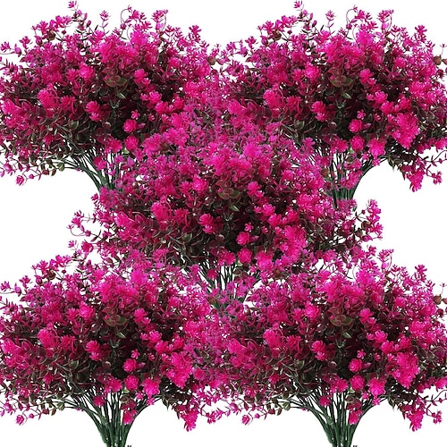 10 Bündel künstliches Grün, künstliche Stängel, Pflanzen, Blumen, Sträucher, künstliche Plastikpflanzen, künstliche Blumen in großen Mengen, Frühlings- und Sommerdekoration für Zuhause, Tisch, Image