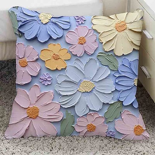 Kissenbezug mit Ölgemälde-Motiv, niedliches Mädchen-Herz-Design, abnehmbares Dekokissen für Auto, Sofa, Bett, Kopfstütze, Geschenk für Studenten Image