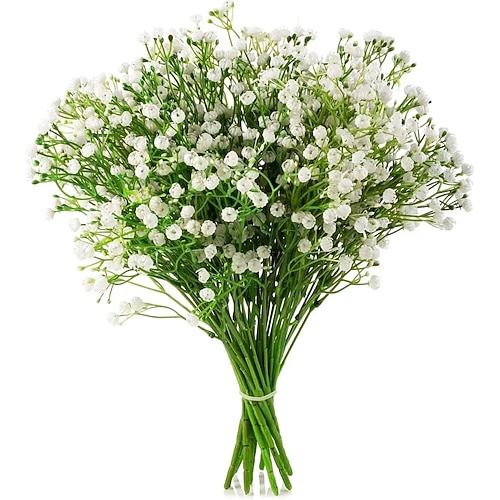 8 Bündel künstliches Schleierkraut (Gypsophila) im Großpack, täuschend echt wirkendes Gesteck aus künstlichem Schleierkraut für Hochzeiten, Partys, als Tischdekoration oder Vasendekoration, weiß Image