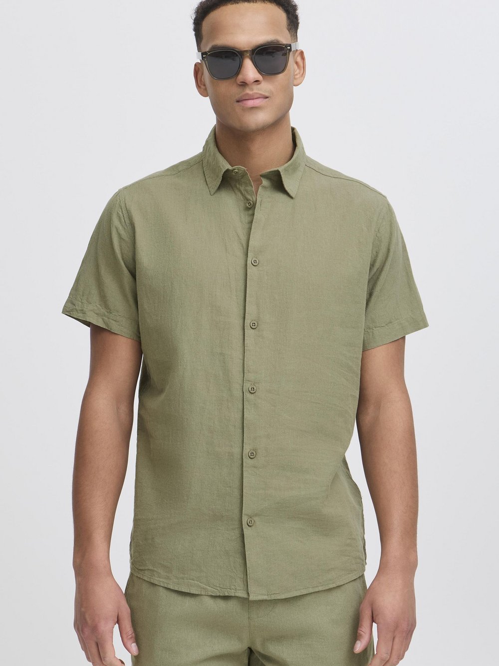 Indicode Leinenhemd Herren Regular Fit Leinen grün, XXXL Image