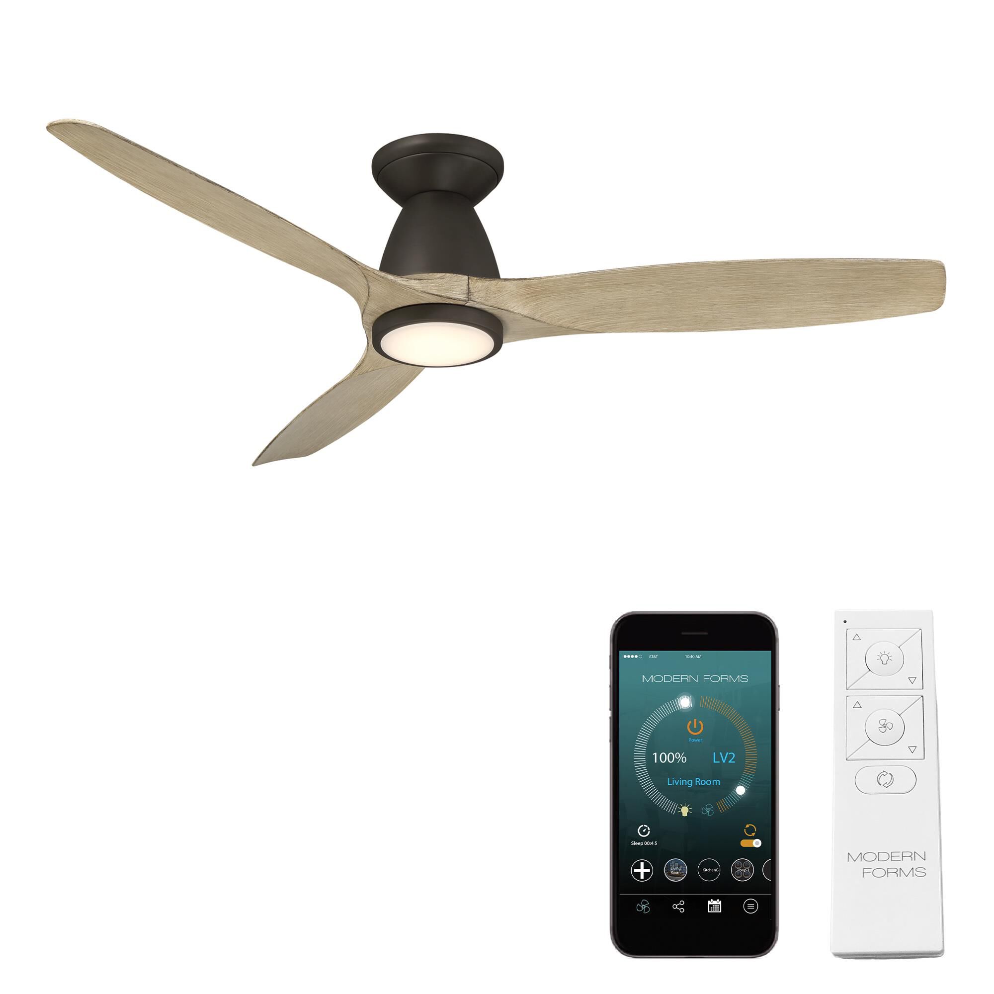 Modern Forms Skylark 54 Inch Flush Mount Fan with Light Kit - FH-W2202-54L-BZ/WO