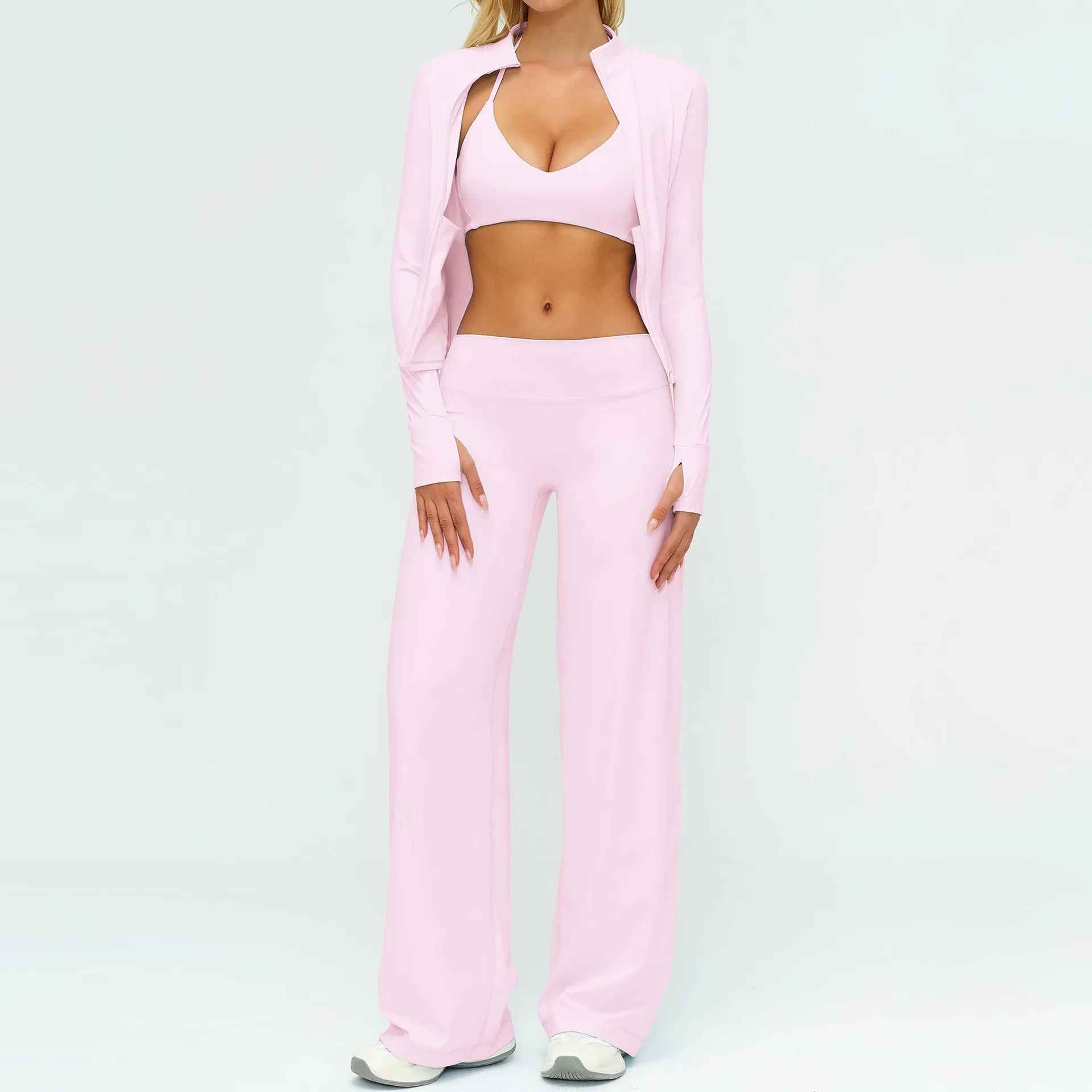 Ningyu 2/3 pièces ensemble de sport ensemble de gymnastique femmes ensemble de Yoga survêtement course vêtements d'entraînement à manches longues soutien-gorge de sport vêtements de Yoga athlétiques