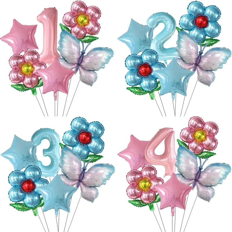 Schmetterling 40 Zoll Zahlenballons Set Rosa Blaue Sonnenblume Babyparty Dekor Heliumballon Geburtstagsfeier Hochzeit Globos Zubehör Image