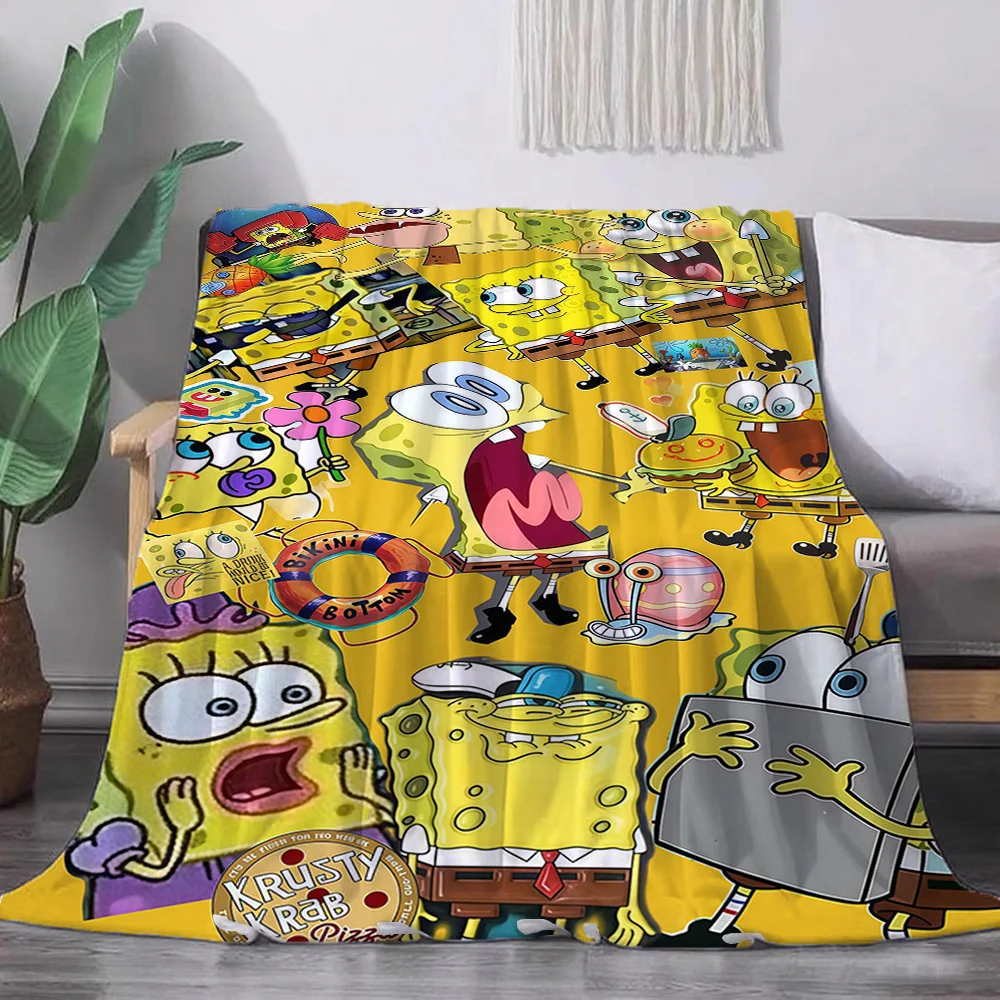 Nickerchendecke Kawaii S-SpongeBob Sommerdecke Heim und Dekoration Doppelbettdecken für Betten Weihnachten Camping Tagesdecke Image