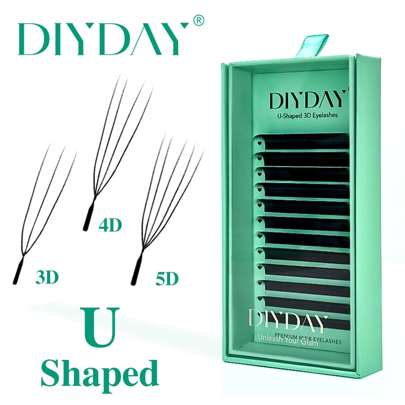 DIYDAY U-förmige 3D 4D 5D Wimpernverlängerung Neuer Stil U-Form W Bloom Lashes Vorgefertigte Fächer Leichte flauschige Nerz-Kunstwimpern Image