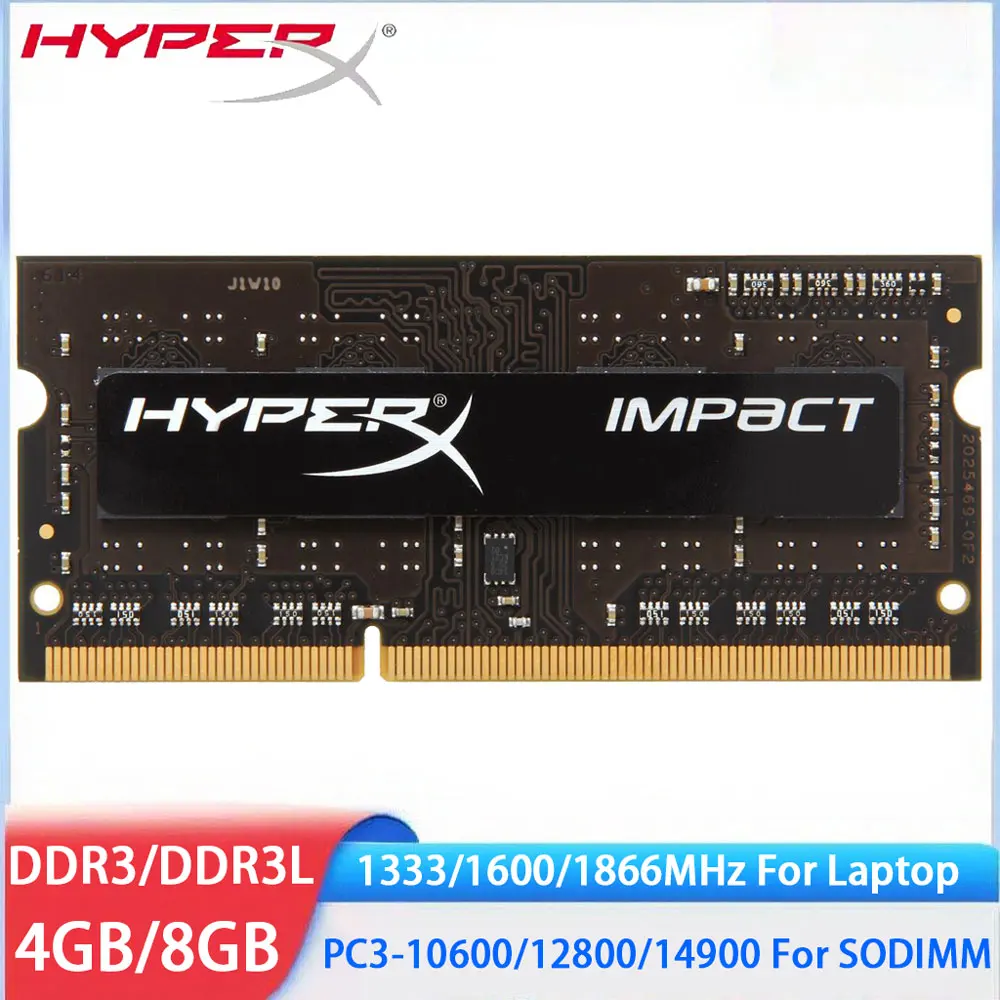 HYPERX Memoria Laptop RAM DDR3 DDR3L 8 GB 4 GB 1600 MHz 1866 MHz 1333 MHz Speicher SODIMM 204 Pins PC3-12800 14900 10600 Notebook-RAMs Image