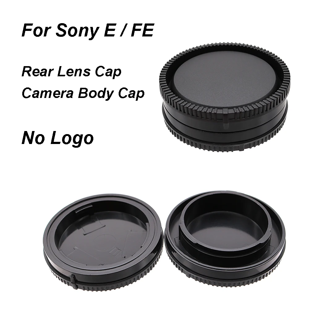 Für Sony E FE-Mount Objektiv-Rückkappe oder Kameragehäuse-Kappen-Set, kein Logo, schwarzer Kunststoff-Objektivdeckel für A7 A7R A7S A1 A9 A6000 Image