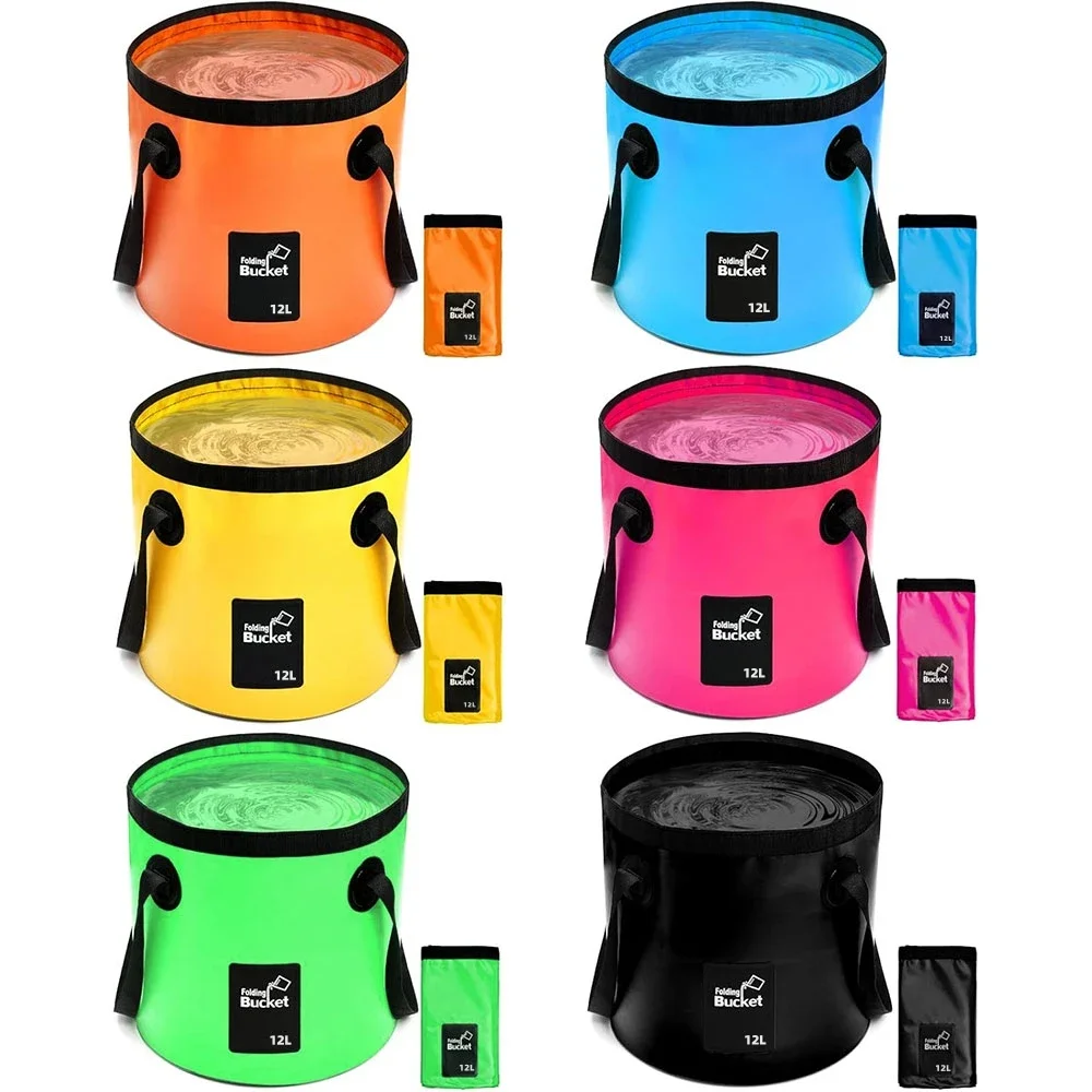 Tragbarer zusammenklappbarer Eimer, Wasseraufbewahrungstasche mit Riemen, multifunktionaler faltbarer Wasserbehälter, Angeleimer, Outdoor-Camping Image