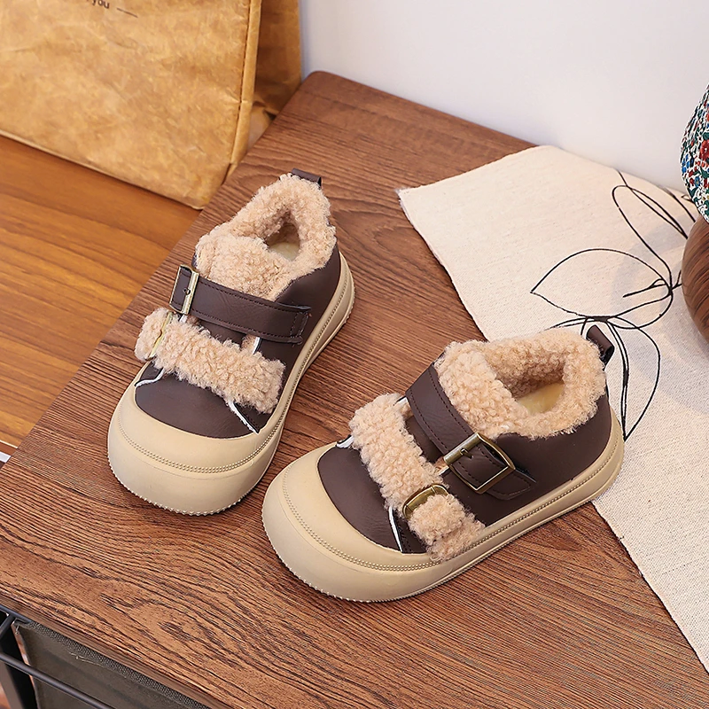 2025, neue Winter-Kinderschuhe, koreanische Mädchen-Baumwollschuhe aus Lammwolle, verdickte warme und stoßfeste Wollschuhe Image