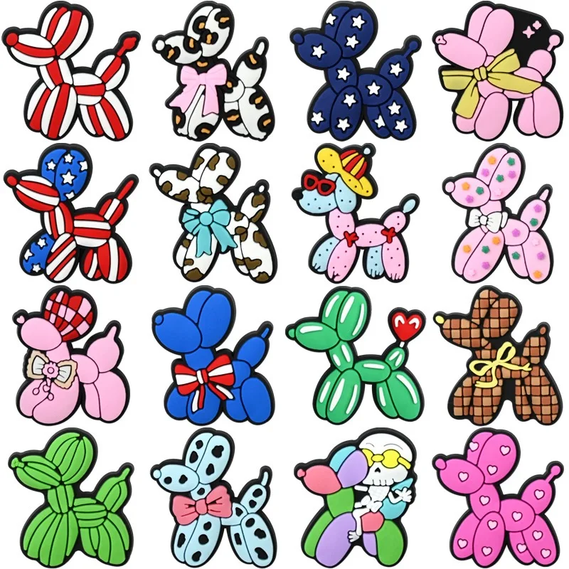 16Pcs Cartoon Ballon Hund Pvc Loch Slipper Schuh Schnalle Charms Frau Mode Garten Schuhe Dekorationen DIY Telefon Fall Party geschenk