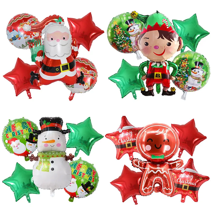 5 stücke Frohe Weihnachten Santa Claus Schneemann Elf Elch Folie Helium Ballons Set Neue Jahr Startseite Weihnachten Party Dekoration 2023 liefert Geschenk Image