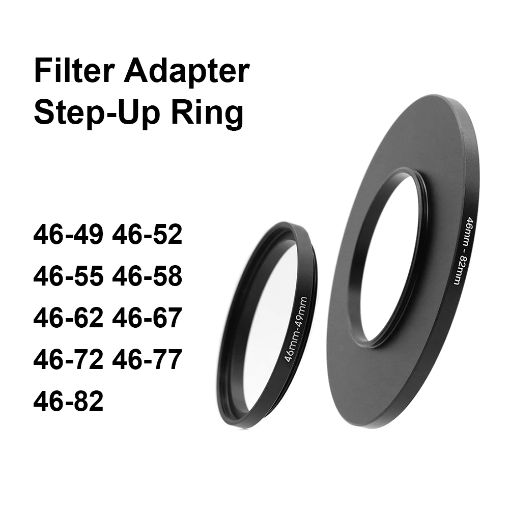 Kameraobjektiv-Filter-Adapterring, Step-Up-Ring aus Metall für 46-mm-Objektiv – 49 52 55 58 62 67 72 77 82 mm UV-ND-CPL-Gegenlichtblende usw. Image