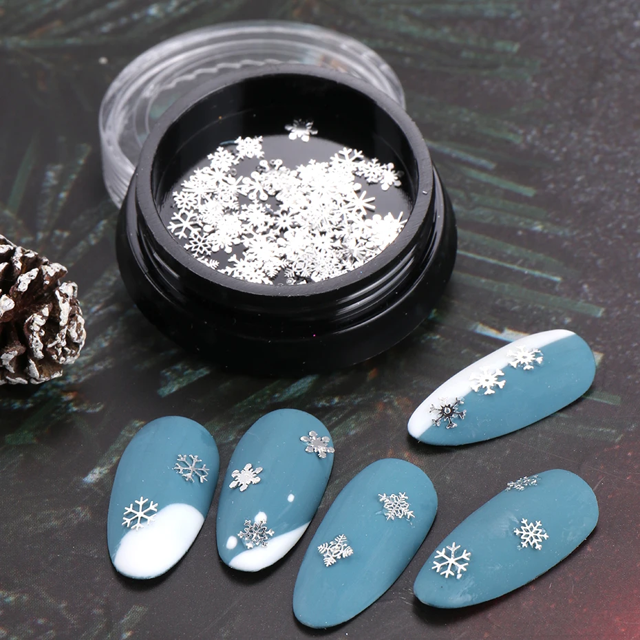 Winter Weihnachten Silber Mix Schneeflocken Nagel Glitter Pailletten Nail art Paillette Liefert Tipps Maniküre Dekoration Zubehör Image