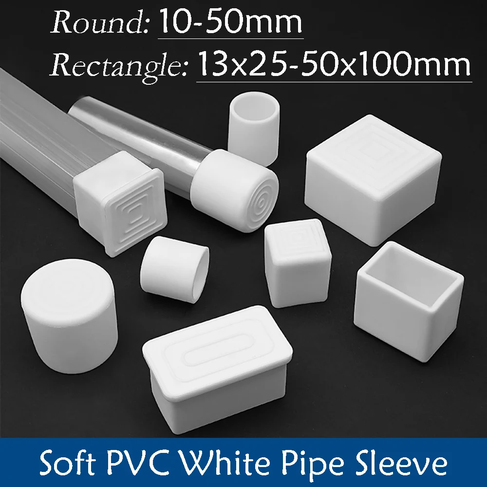 2–100 Stück runde, quadratische, rechteckige Stuhlbeinkappen, weiße Möbelfuß-Tischendabdeckungen, Rohrstopfen, Bodenschutz, rutschfeste Abdeckung Image