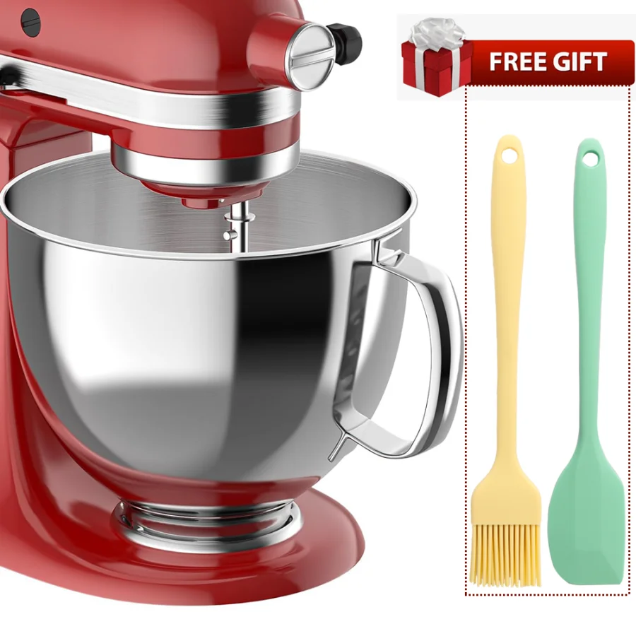 Edelstahl-Mischschüssel 5QT, kompatibel mit KITCHENAID TILT-HEAD MIXERS 4,5–5 Quart, mit 1 Silikonkautschuk-Spatel und 1 Bürste Image