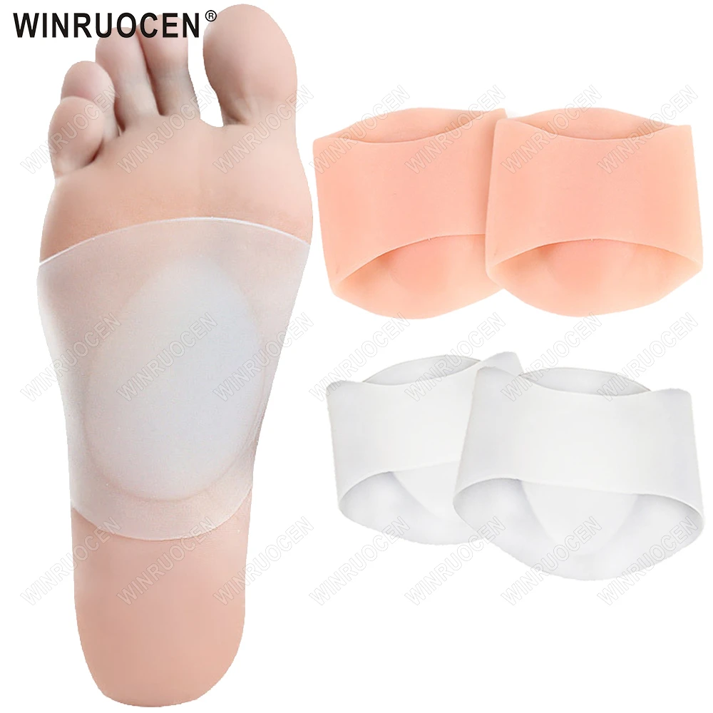 Professionelle orthopädische Einlegesohlen zur Unterstützung des Fußgewölbes aus Silikon, Plattfußkorrektur, Plantarfasziitis-Stützkissenpolster für Männer und Frauen Image