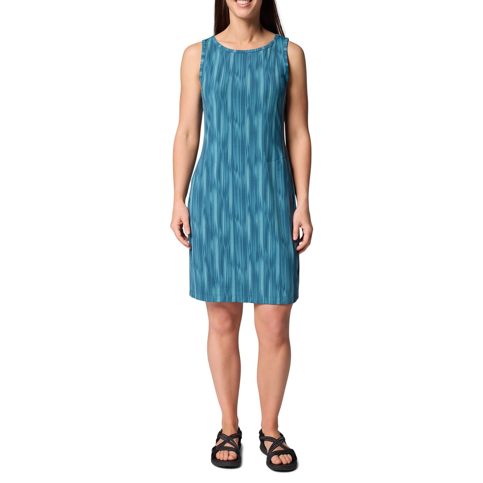 Columbia Women's Chill River Printed Dress (Size 3X) Everblue Shimmer, Elastine,Polyester