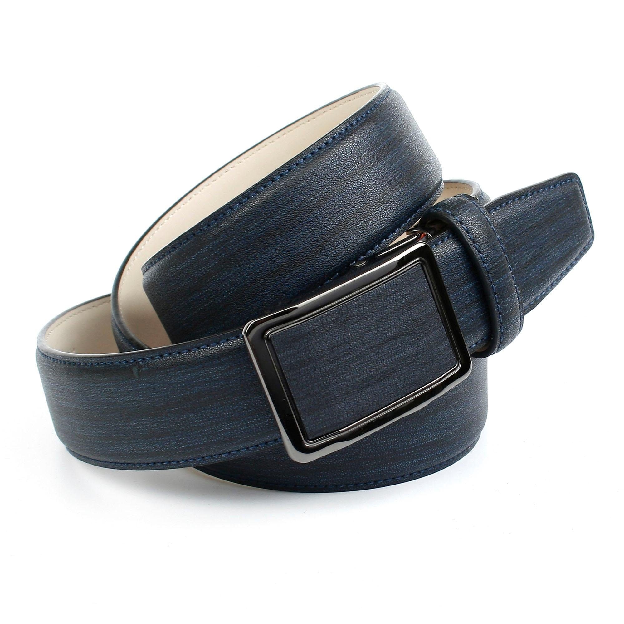 Ledergürtel ANTHONI CROWN, Herren, Gr. 110, blau, Leder, unifarben, Gürtel Ledergürtel, mit Designmuster in Dunkelblau Image