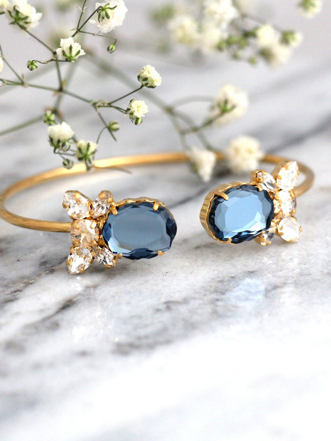Marineblau Armband, Brautblau Marinearmband, Marineblau Champagner Braut Kristall Manschette Armband, Braut Manschette Armband, Brautjungfern Schmuck