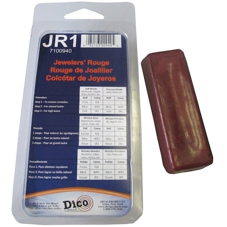DICO 7100940 Buffing Compound, 12 in Thick, Jewelers Rouge, Red
