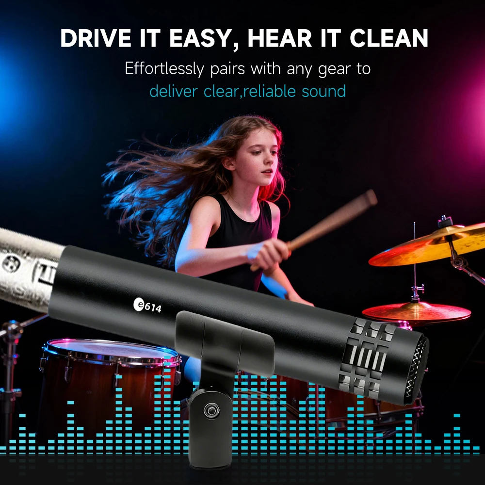 Microfono per Batteria E614, Microfono a Condensatore Supercardioide Professionale per Registrazione, Set da 1/2/4 Pezzi, Microfono per Strumenti Musicali da Palco